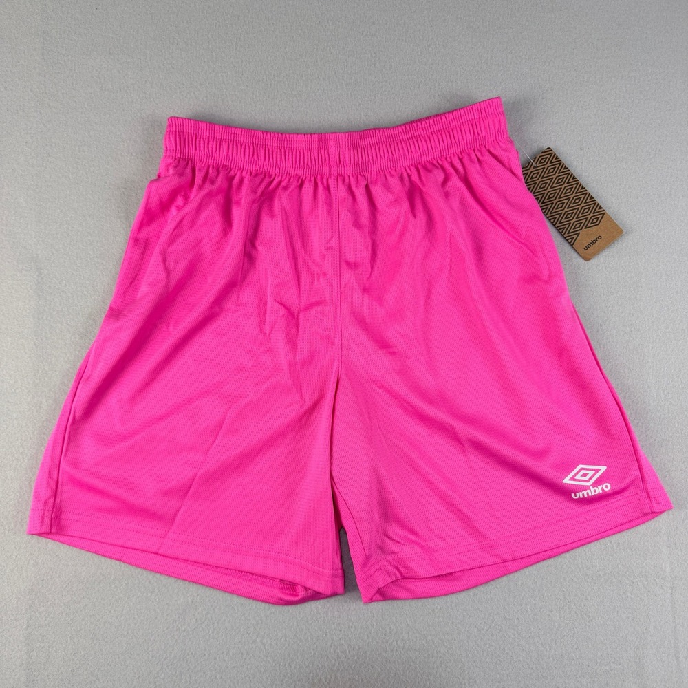 Umbro Mens Azalea Pink Mesh Soccer Training Shorts Medium UUM1UALP New NWT